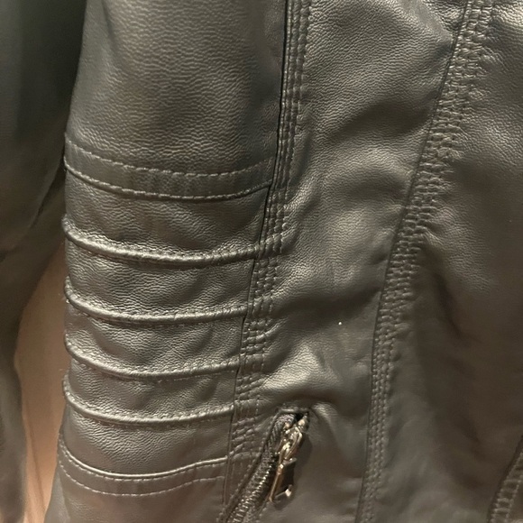 Black Faux Leather Moto Jacket Women Large - Picture 4 of 6
